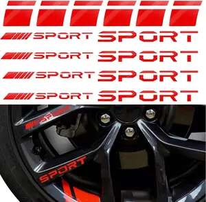 14pcs Car Decal Stickers,Wheel Rim Decal Sticker,Sport Logo Reflective Stickers,Sport Emblem Car Rear Bumper Sticker,Rear Mirror Decals for All Vehicles(Red,14PCS)