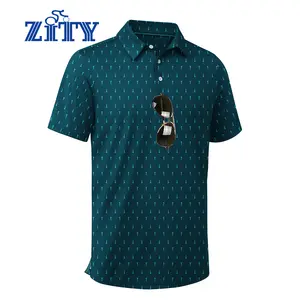 ZITY Men's Printed Dry Fit Performance Polo Shirt - Lightweight, Breathable, Stylish Short-Sleeve Menswear Top for Golf, Casual Sports
