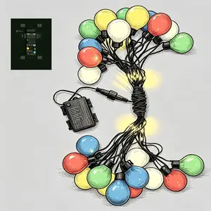 Battery-Powered G50 Colorful String Lights, 73 LED Bulbs, 9 Flash Modes, Ideal for Home, Patio, Party, Holiday Decor, Christmas Tree
