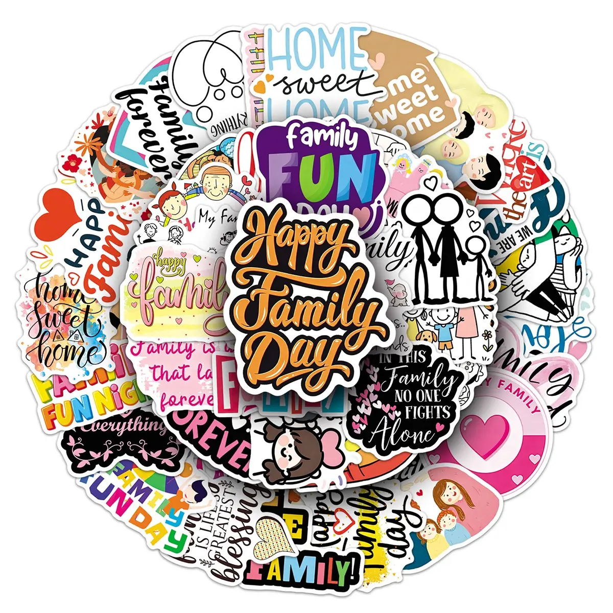 100sheets two sets of repetition Family family warm healing cartoon hand-painted stickers glass skateboard guitar stickers