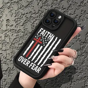 Bible Verses Cross Christ Pattern for iPhone 16 15 14 Pro Max 13 12 11 XR XS Plus Shockproof Full Camera Protection Durable slim Silicone Cover