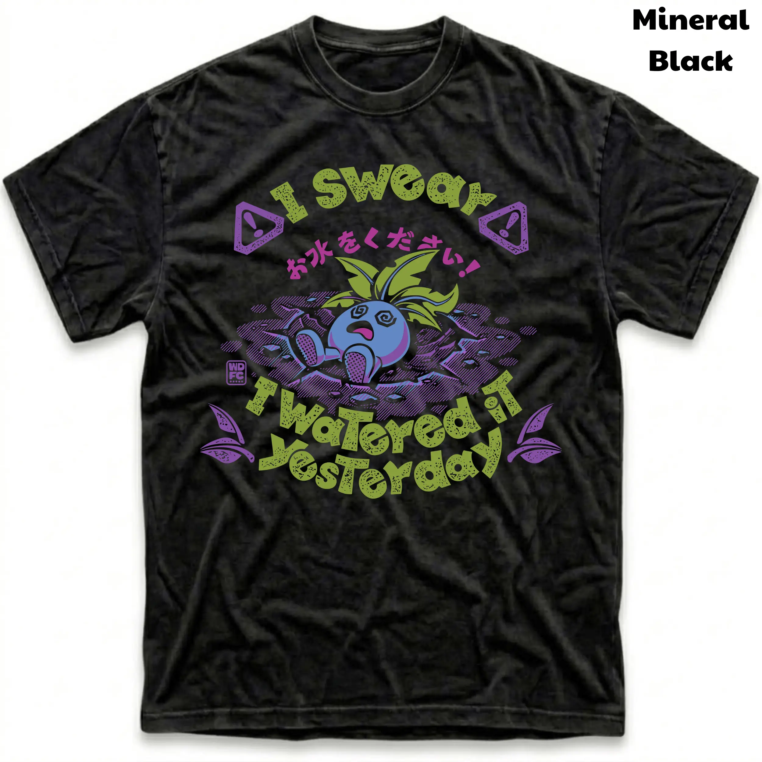 Men's and Women's T-Shirt, Vintage I Swear I Watered It Yesterday Graphic Tee, Pokebon Oddishh T-Shirt, Unisex Gift Manga Anime Tee, Gothic Grunge Y2K Emo Scene Amity Affliction Style Clothes Menswear Womenswear Streetwear