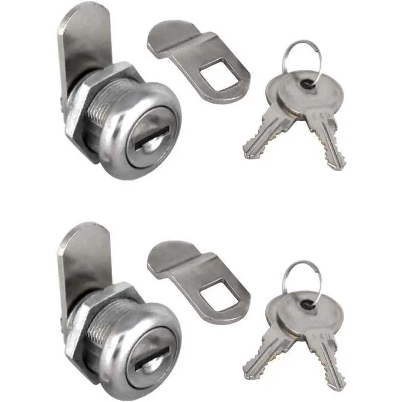 2Pcs Cabinet Cam Lock Keyed Alike 5/8" Cylinder Locks Replacement for Truck Pickup Tool Box Vending Machine Drawer Mailbox ATM