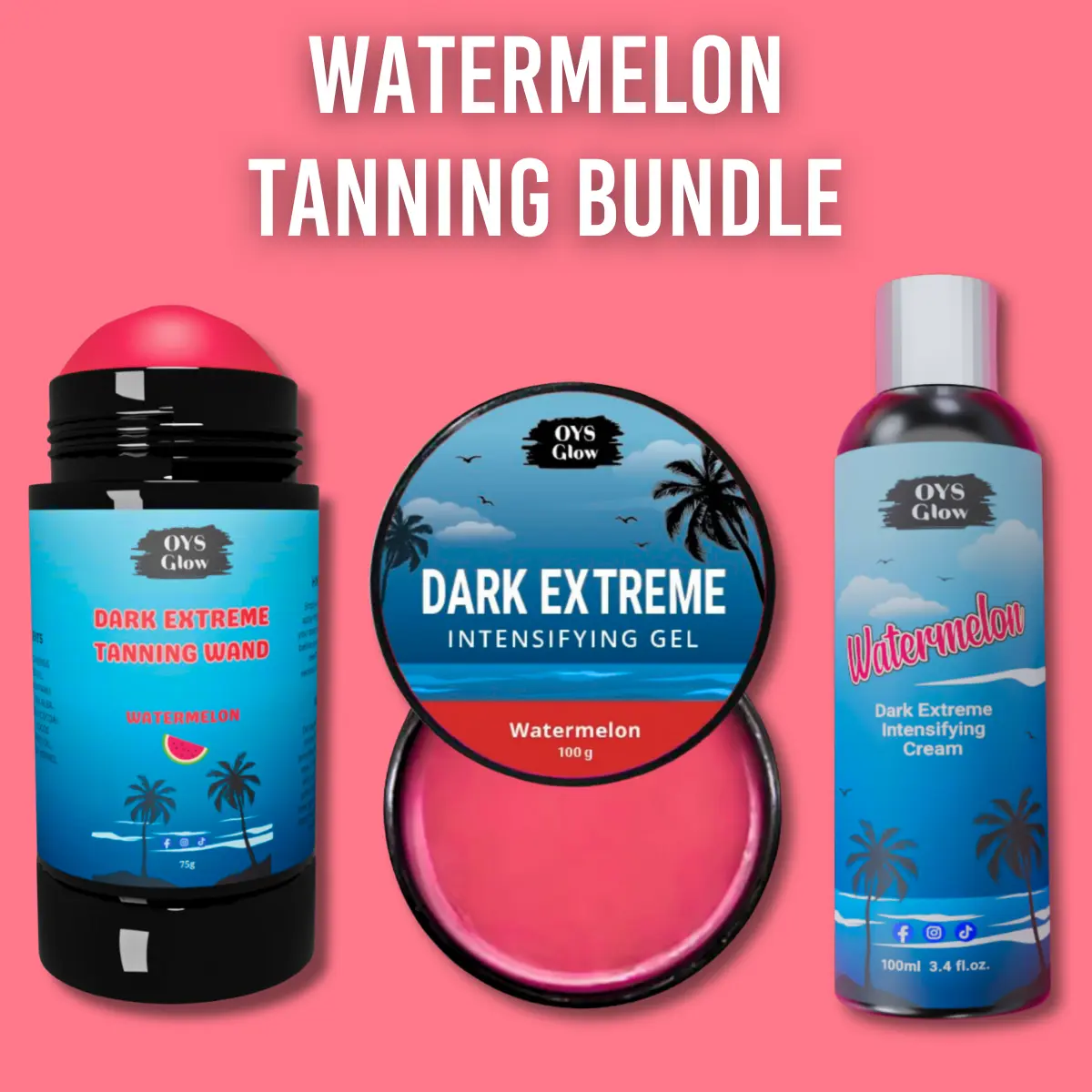 Dark Extreme Intensifying Watermelon Tanning Gel, Cream & Sunbed Wand,  Tanning Accelerator For Outdoor & Indoor Skin Tanning Sunbeds Skincare