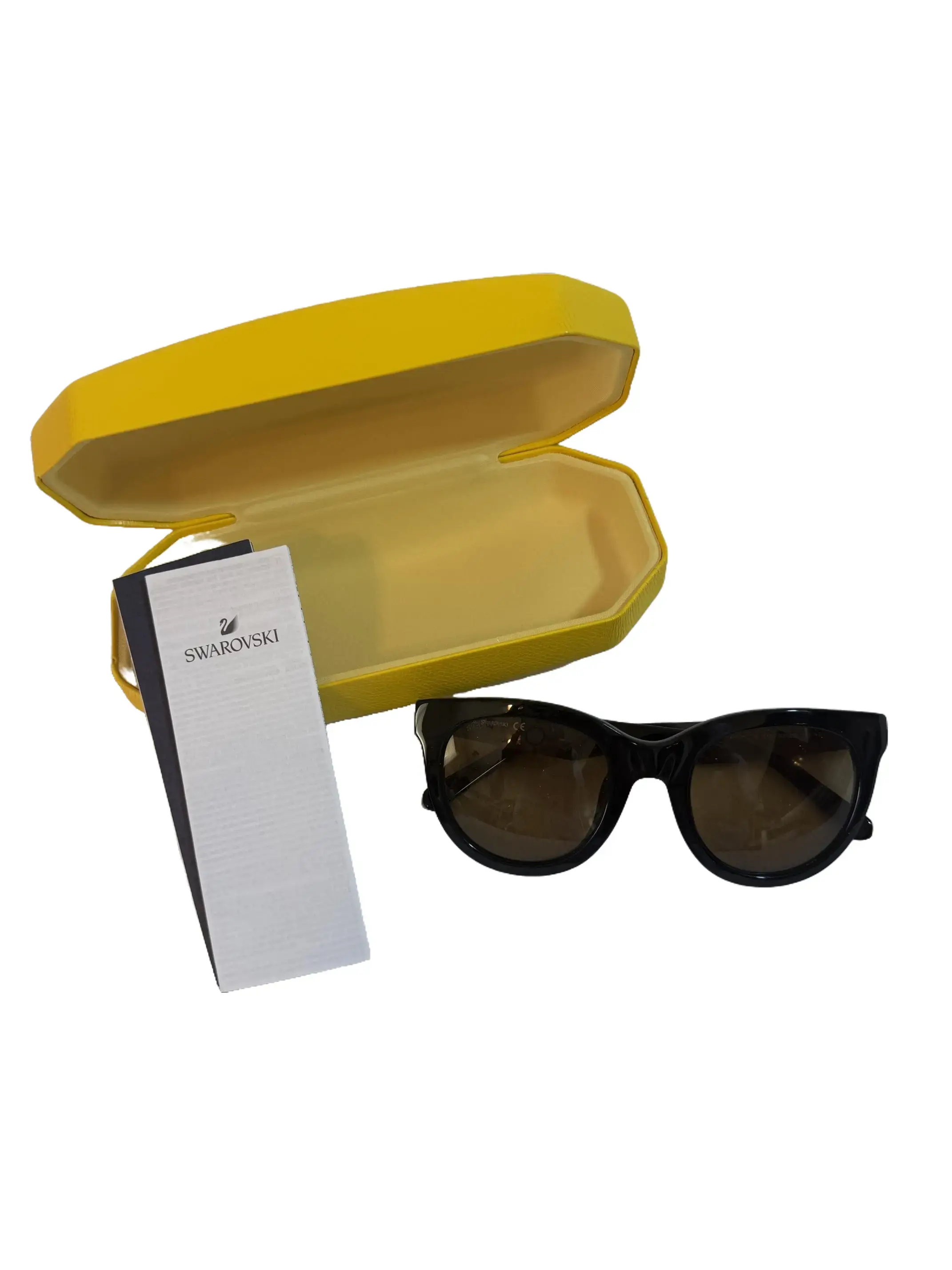 Pre-owned Swarovski Round Full Rim Sunglasses with Golden Frames and Lenses
