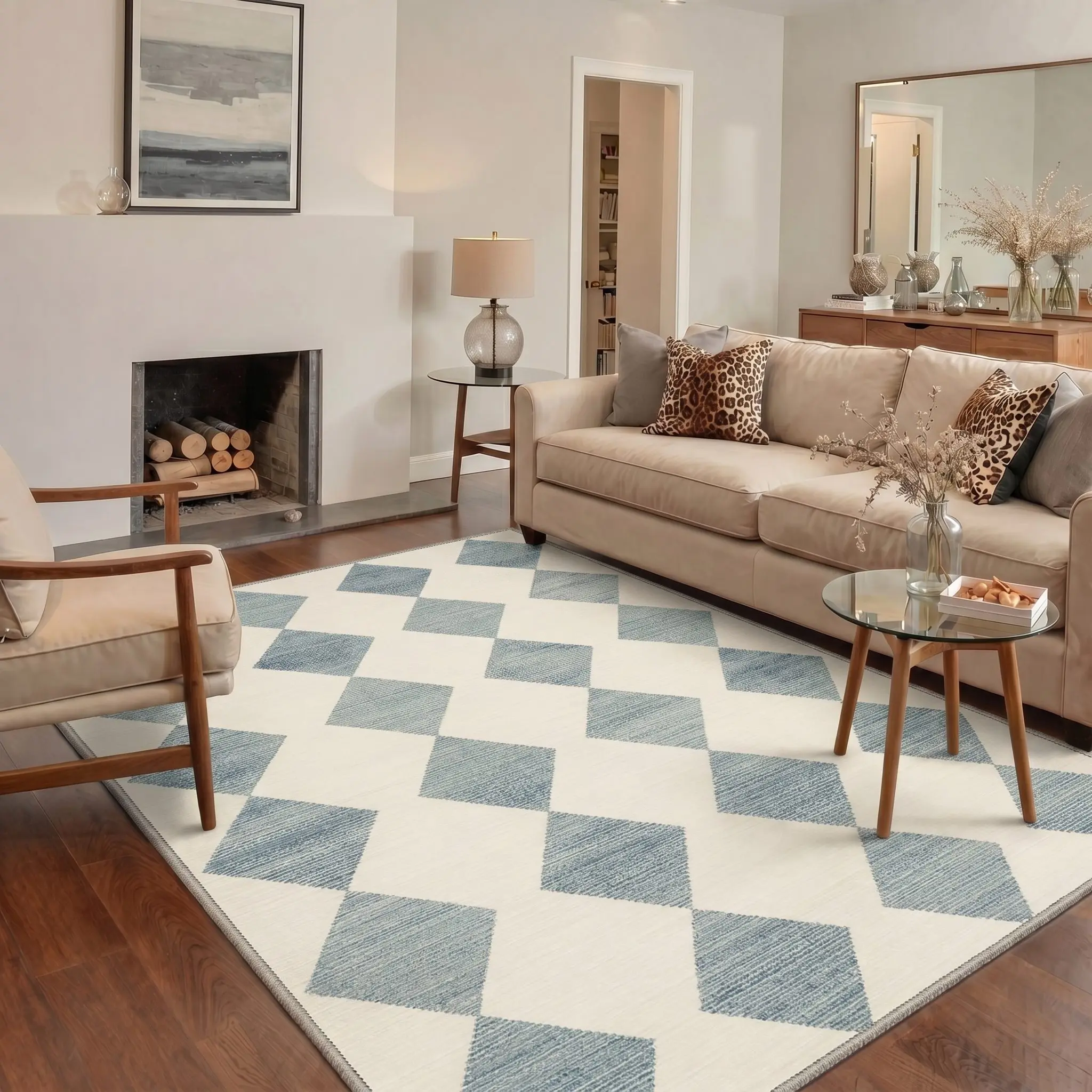 【Deals For You Days】GENIMO Home Carpet – Machine Washable, Soft, Pet Friendly, Non-Slip Area Rug, Perfect Floor Rug for Living Room, Bedroom, Kitchen, Hallway ,ARC3223-TEAL CRYSTAL