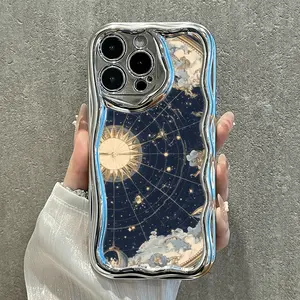 Phone Cases: An Electroplated Creamy Wave-textured Pattern Phone Case, Suitable for iPhone 17, 16, 15, 14, 13, 12, 11, Plus, Pro, Pro Max, PLUS, Air. Perfect for Anniversaries, Valentine's Day, New Moon, Eid, Christmas, Halloween. The Gift