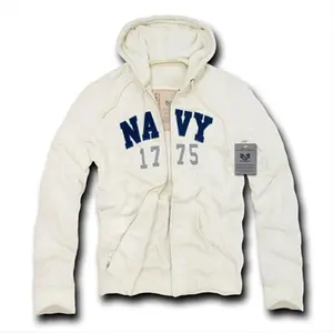 212 MAIN Men's Classic Thermal Fleece Sweatshirt - Slim Fit Rapid Dominance Deluxe Zip-Up Hoodie, Vintage Casual Menswear Tops, Navy-Cream, 2X Size