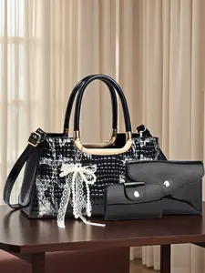 Elegant Snake Skin Print Women's Bag Set of Three, Perfect for Work Commute and Travel, Unique Accessory Decor with Multiple Color Options