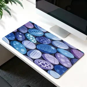 Premium Blue and Purple Patterned Pebbles Illustration High Quality Mouse Pad Modern Office Gaming Comfort Experience Non Slip Durable For Daily Work And Play  40*80 Size.