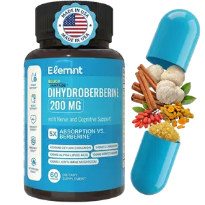 Elemnt Super Berberine 200mg Dihydroberbeine GlucoVantage with 10:1 Ceylon Cinnamon Alpha Lipoic Benfotiamine Lions Mane Mushroom Fenugreek Chromium Bitter Melon for Health