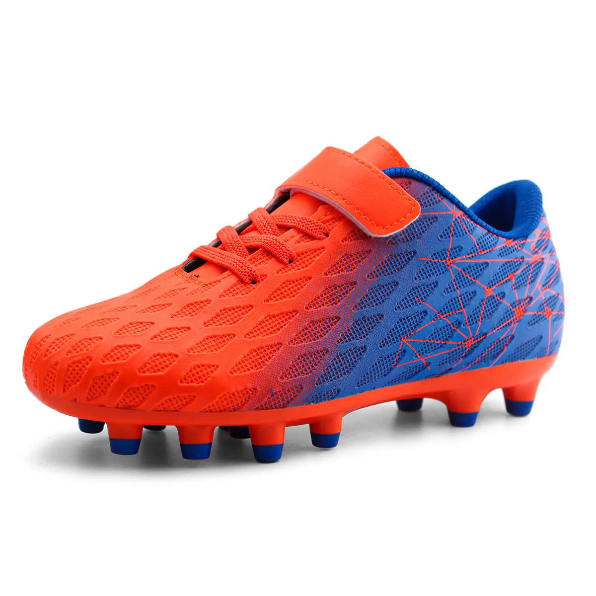 brooman JuniorJolt Kids' Synthetic Spiked Soccer Cleats - Firm Ground Football Shoes for Outdoor Play with Secure Fit Velcro Fasten, Youth Soccer Shoes, Multi-Size, Unisex