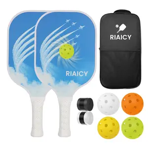 Riaicy Fiberglass Pickleball Paddle Professional 14mm Honeycomb Polymer Core with Large Sweet Spot High Tolerance for Mistakes Durable Cover for Protection vintage  tennis carbon fiber surface USAPA Approved Set