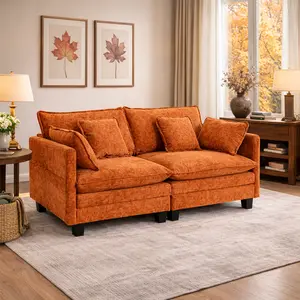 Modular Sectional Sofa,75" Loveseat Couch for Living Room, Modern Deep Seat Sofa 2 Seater Chenille Fabric Comfy Cloud Couches with Throw Pillows for Apartment