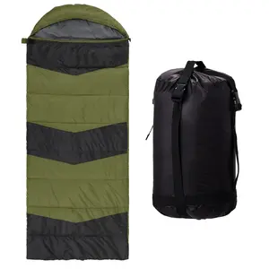Rectangular Heated Sleeping Bag, Lightweight Sleeping Bag with Multi USB Powered Heating Pads, Waterproof Compact Envelope Sleeping Bag for Backpacking Hiking, Green