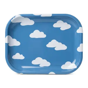 Sky Clouds/Celestial Print Metal Tray, Easy to Carry,  7" L x 5.5" W
