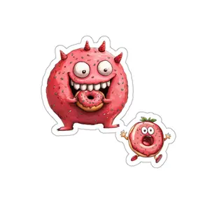 Die-Cut Stickers | Vibrant Art for Personalization (Donut Monster eating Donut) Decor Decorative