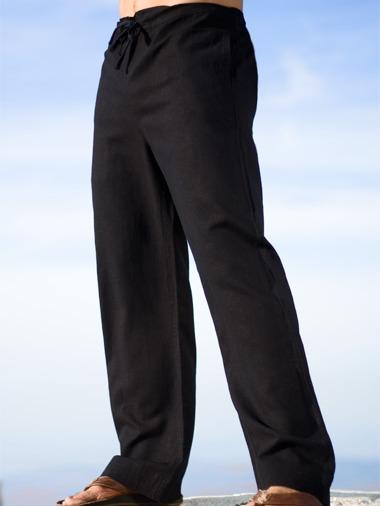 Drawstring Linen Riviera Pants - Versatile Casual Comfy Trousers for Men - White, Black, Ivory, Natural (khaki), Slate Gray - Menswear