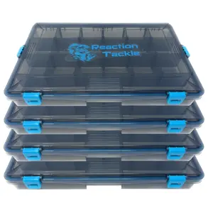Tackle Boxes (4-Clip) - Adjustable Plastic Storage Trays with Removable Dividers - 2 and 4 Pack - Reaction Tackle