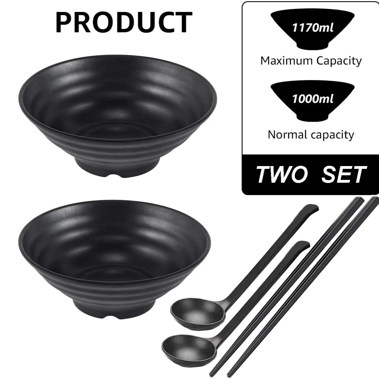 Ramen Bowls Set, 1 Bowl + 1 Pair Chopsticks + 1 Soup Spoon, Durable Anti-Fall, Multi-Functional Diningware, Kitchen Utensils, Tableware Set, Ramen Noodle Tableware, Kitchenware