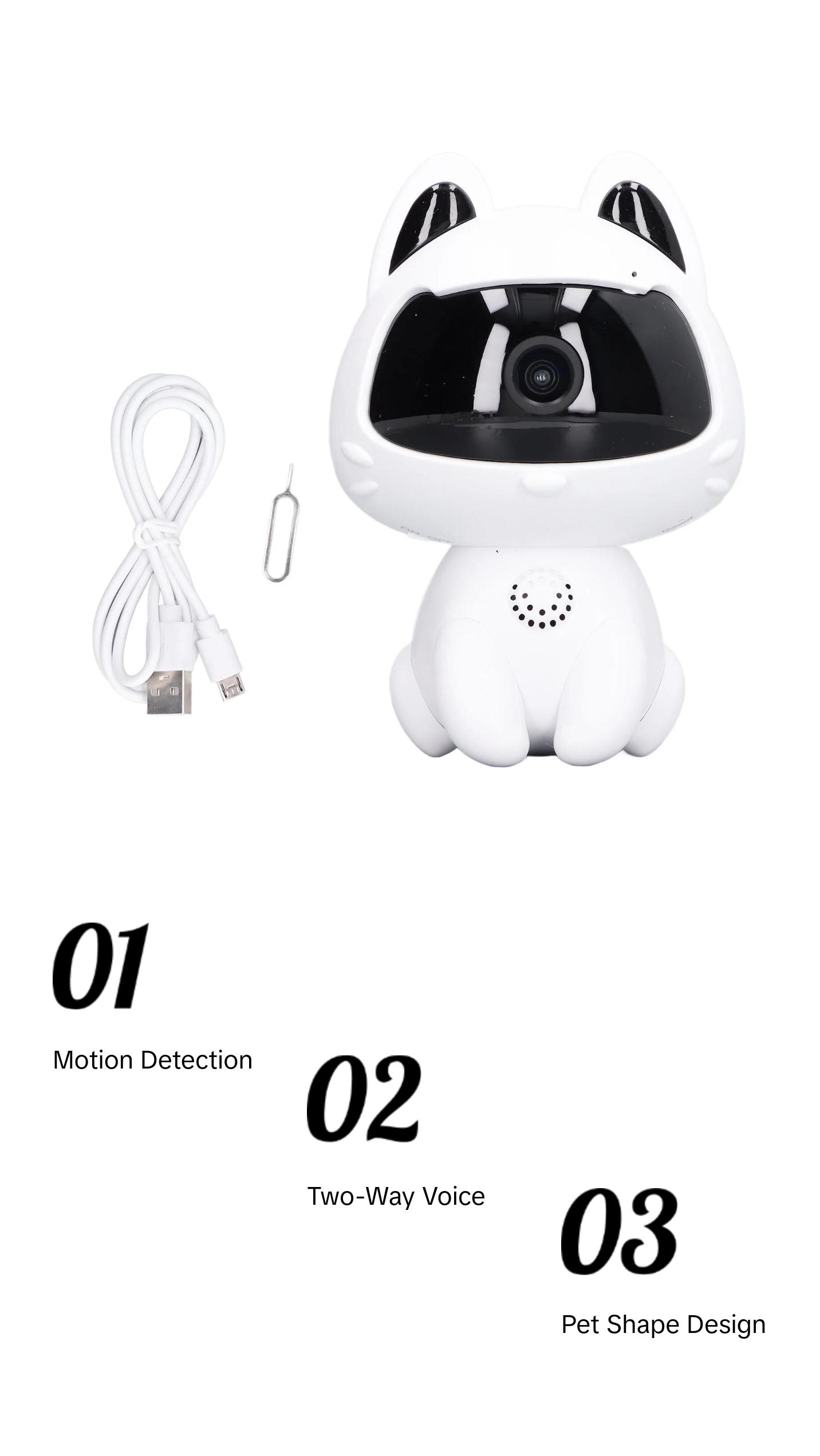Wireless Security Camera Motion Detection Two Way Voice Robot Pet Shape Indoor Monitoring Camera General's Mansion