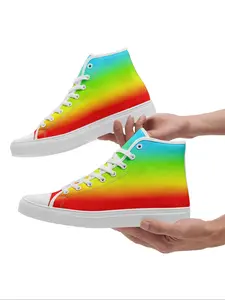Men's Gradient Rainbow Design High-Top Sneakers, Unisex Casual Comfortable Shoes, Colorful Trendy Streetwear Trainers for Daily Wear