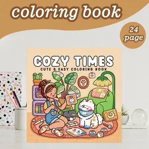 Comfortable Coloring Book Theme: Cute Coloring Book, 24 Bold Relaxing Stress Relief Designs, 7.9in×7.9in Size, Thick Paper, Perfect Gift for All Ages