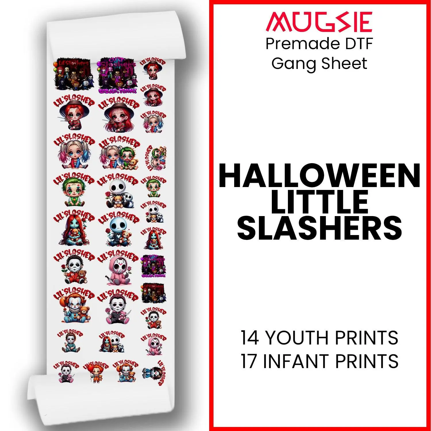 Halloween Little Slashers - DTF Transfer 22x60 Direct-to-Film Gang Sheets