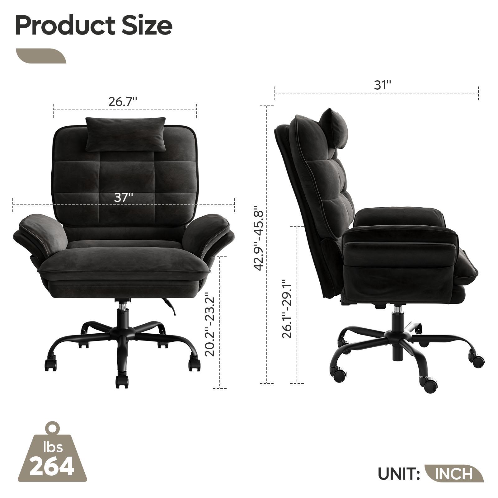 Bestier Big and Tall Executive Office Chair with Flip-Up Arms for Adults Adjustable Height Reclining with Headrest & Side Pockets 360° Swivel Ergonomic Comfortable Durable Design