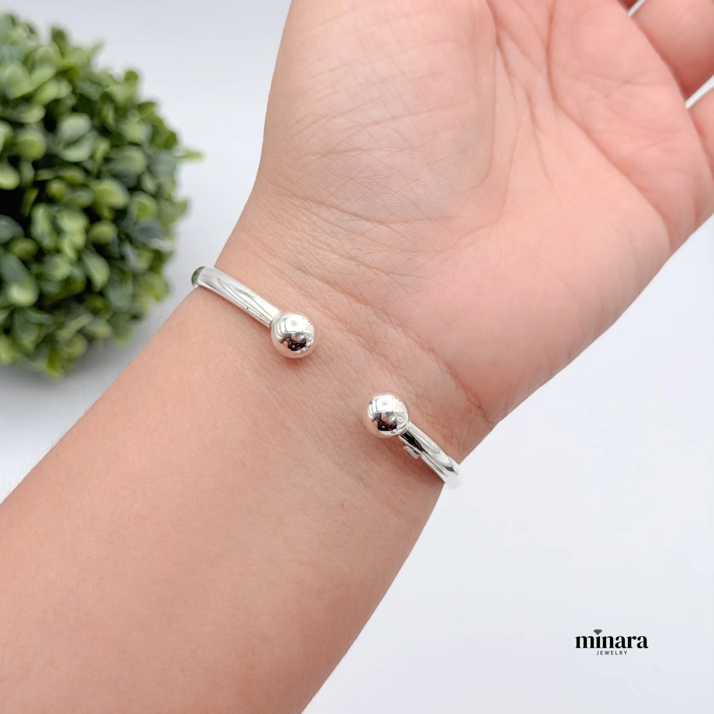 MINARA 950 SILVER Bangle 2 Bolas Abiertas
