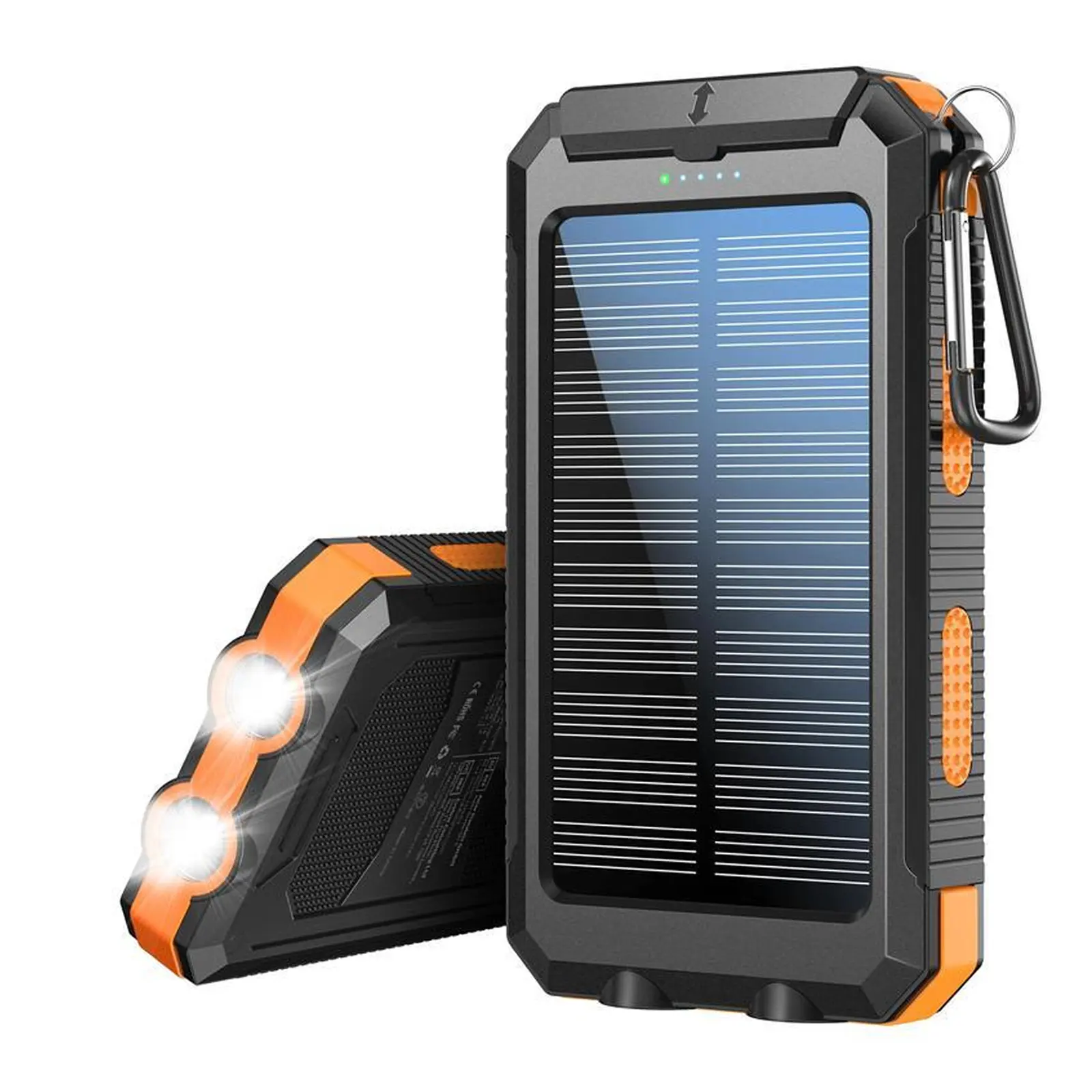 20000mAh Solar Portable Power Bank with Fast Charging Dual USB & Flashlight,Waterproof Shockproof Portable Outdoor Charging Station,Compass & Carabiner sohochic