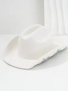 Unisex Western Cowboy Hat, Elegant Fashion Rhinestone Star Party Hat, Wedding Accessory, Sun Protection, Stylish Headwear