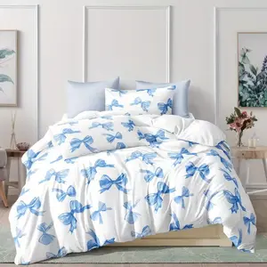 Blue Princess Style Bedding Set, Includes Duvet Cover & Pillowcases, Soft Comfortable Home Decor, Suitable for All Seasons
