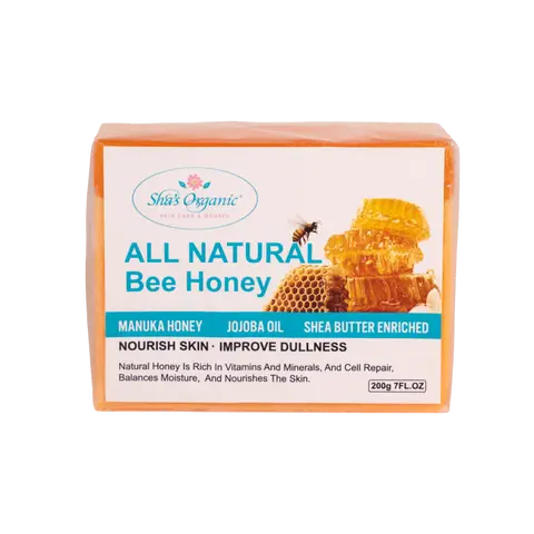 Sha's Organic Skincare Natural Oat & Bee Honey Cleansing Bar Soap - Hydrating Daily Body Care Body Wash with Jojoba, Shea Butter, Vitamins, Moisturizer (Pack Included) for Smooth Skin