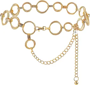 BA UNIQUE FASHION Textured Double O Ring 50 Inches Adjustable Waist Chain Belt for Women Fashion Costume Waist Belly Chain Belt with Unique Textured Design and Stylish Double O Ring