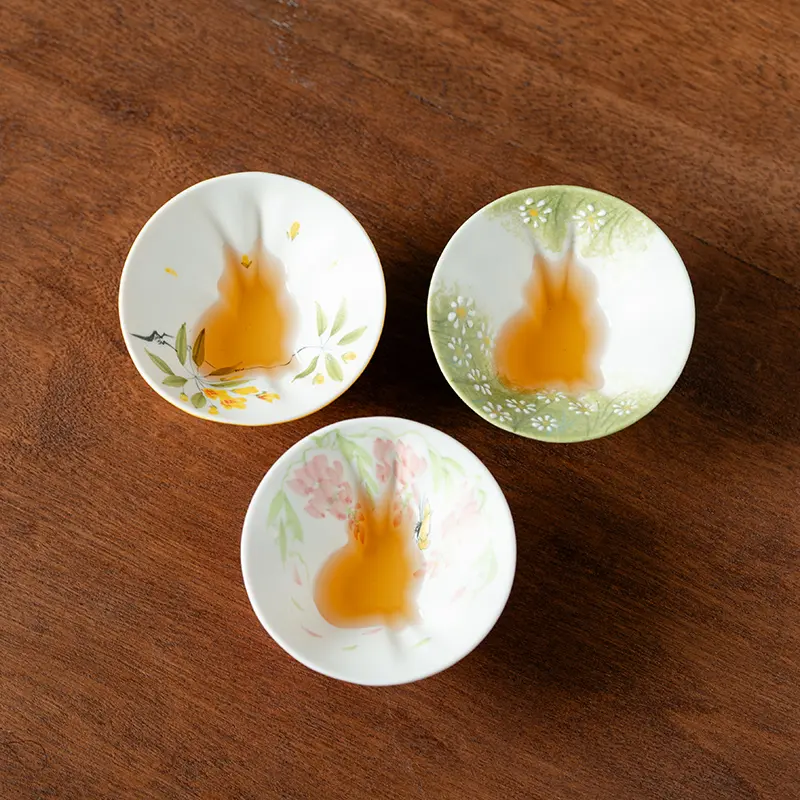 Hand-Painted Cat Porcelain Tea Cup  Luxury Single Master Cup  Personal Tasting Teabowl