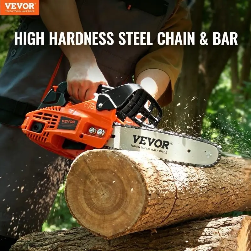 【Summerfinds】VEVOR 58CC 20" 3.22HP Portable Handheld Gas Chainsaw, High-Strength Steel Chain, 12000 RPM Max Speed, Versatile Cutting Diameter, Sawdust Splatter Reduction, Handheld Logging Saw Work Tool for Garden Tree Trimming & Wood Branch Cutting, Power