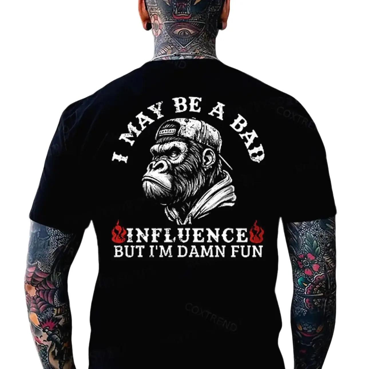 I May Be A Bad Influence But I'm Damn Fun Monkey Print T-shirt, Hoodie & Sweater - Unisex Sizes S-5XL