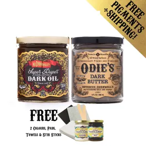 Odie's Dark Kit - Super Duper Dark Oil 9oz and Dark Butter 9oz,  FREE 2 Pigments, 2 Pads, 2 Stir Sticks, 2 Towels and Shipping