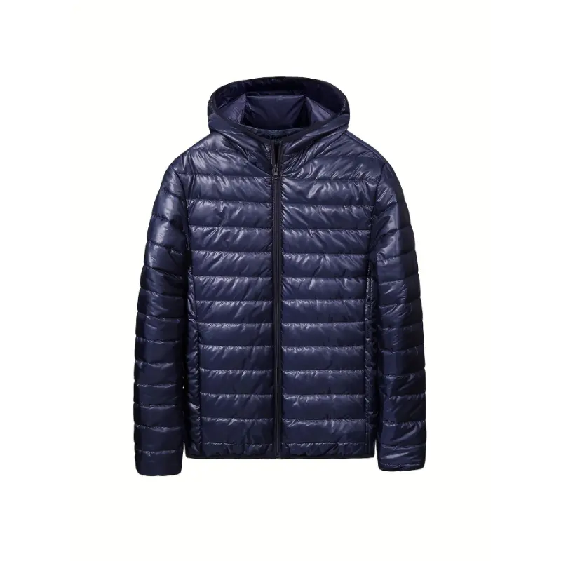 Men's Navy Blue Windproof Hooded Jacket - Warm, Stylish, and Versatile for Outdoor Activities, Spring & Fall Casual Wear, Windbreaker Jacket