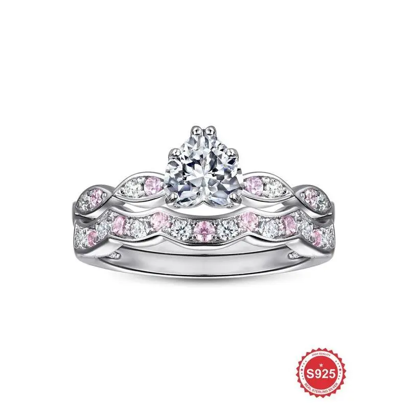 S925 Sterling Silver Heart Shaped Zircon Engagement Ring, Luxury Sparkle Heart Zircon Engagement Ring, Ladies Fine Jewelry Anniversary Gift S925 Sterling Silver Heart Shaped Zircon Engagement Ring, Luxury Sparkle Heart Zircon Engagement Ring, Ladies Fine Jewelry Anniversary Gift