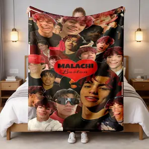 Malachi Barton Heart Patchwork Flannel Blanket, Large Size, Soft Lightweight Warm, Cozy Throw Blanket, Perfect for Bed Sofa Office Camping Travel
