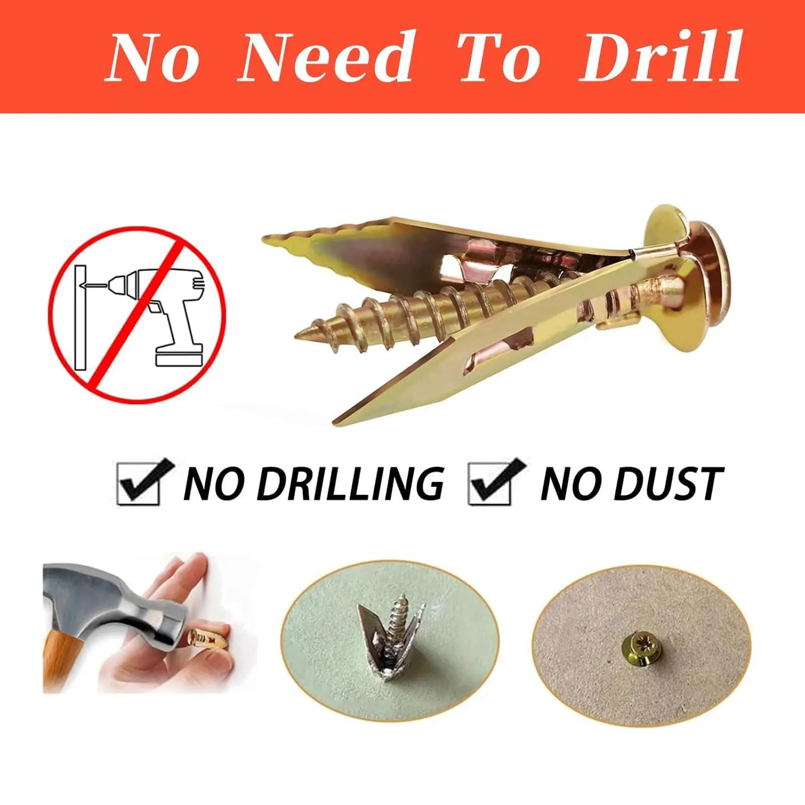 120 Count Drywall Self Drilling Anchors and Screws,Easy Application,No Drill or Holes in Wall,Heavy-Duty Zinc-Plated Steel Anchors with Self-Tapping Screws,Hollow Screws and Anchors for TV,Bicycle,Cabinet Fixing Accessories.