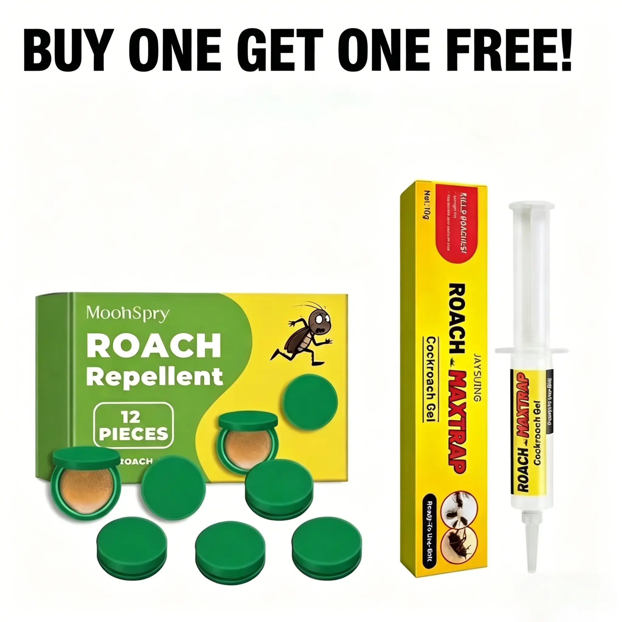 Buy 1 Get 1 Free, Cockroach Medicine with Fast-Acting KillCockroach Bait, Indoor Roach Exterminator, MoonsRoachRepellent, Roach Traps, Indoor Trap & Indoor-Outdoor Cockroach Bait Station for Roach Control