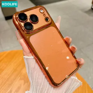 Koolife 1pc Electroplated Glitter Clear Phone Case for iPhone 17 17 Pro 17 Pro Max 16 15 14, Transparent Sparkly Shockproof PC Cover with Camera Lens Protection, Slim Anti-Scratch Protective Case, Luxury Aesthetic Cute Girl Style