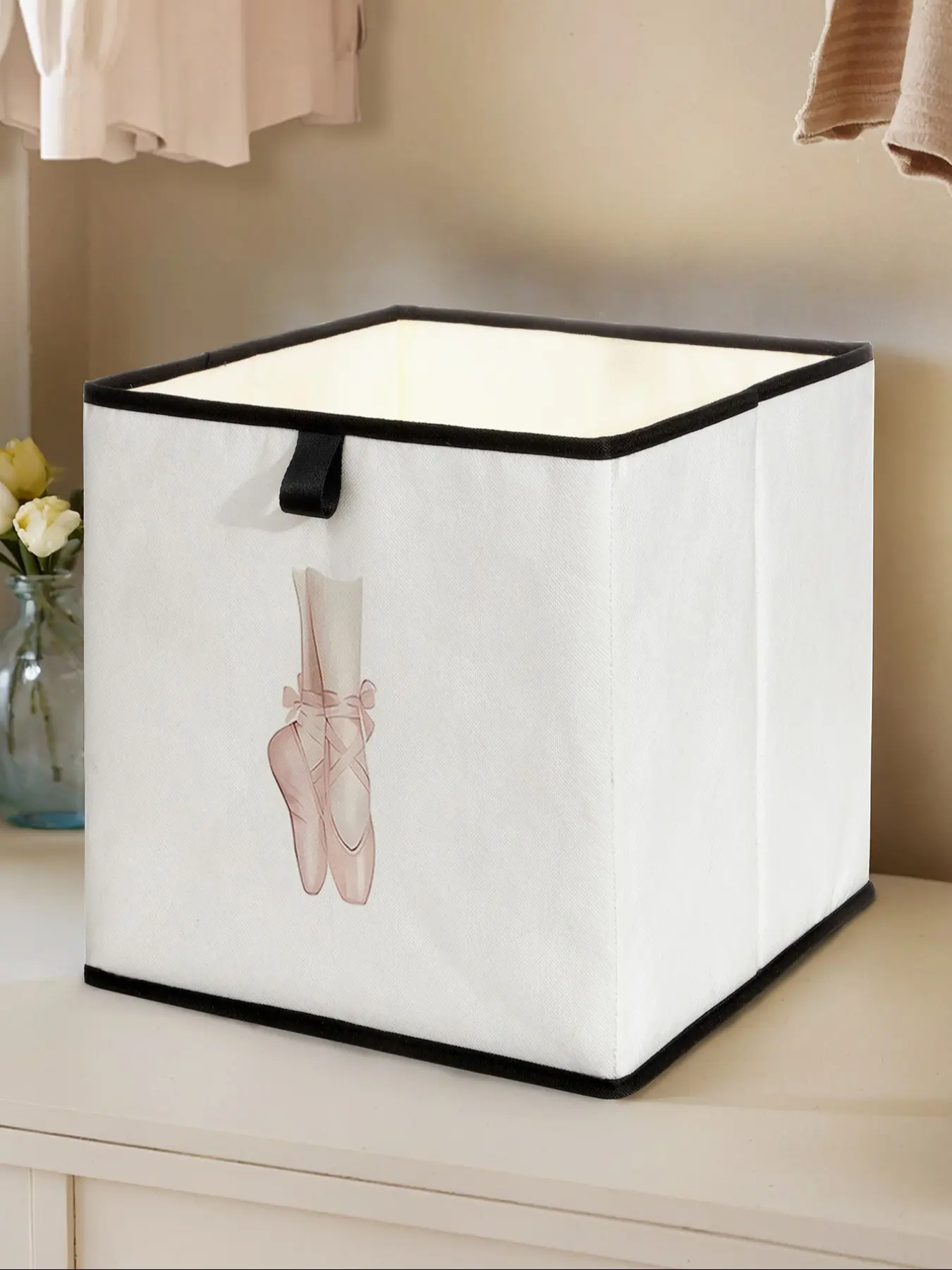 Dance Shoe Pattern Printed Open Storage Box, Stackable Organizer, Drawer Style Durable Multi-Functional, Space Saving Design