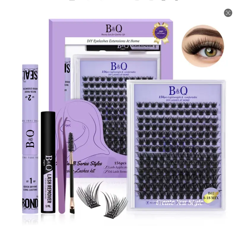 B&Qaugen B×× Waterproof Kit l B02,B05 B Series Lash kit,156PCS,Bond & Seal,Remover,DIY Eyelash Extension at Home Makeup Cosmetic #TikTokShopBacktoScho