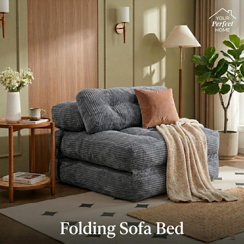Folding Sofa Bed Convertible Sleeper Chair with Pillow Foldable Mattress with Back Support Portable Fold Out Chair Bed Comfy Floor Sofa Lounge for Living Room Bedroom Gray Single