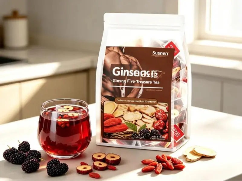 Kidney Tea Formula Ginseng Five Treasure Tea, Chinese Kidney Tea for Men and Women, Natural Herbal Ingredients for Kidney Traditional Bever Organic Beverage detox cleanse Value Pack Filled with Tea Healthy