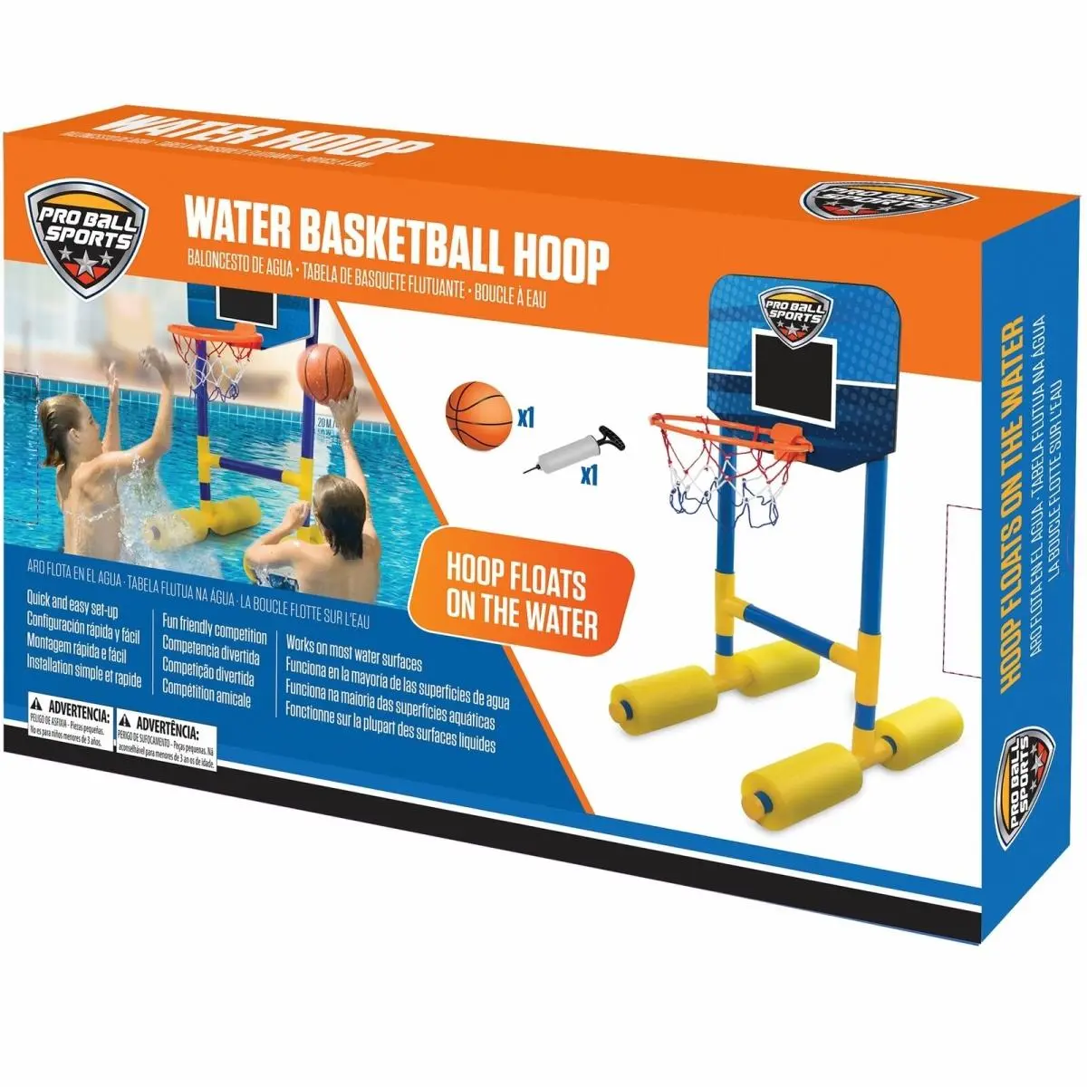 212 MAIN Sport Lightweight Modular Swimming Pool Floating Basketball Hoop, Easily Floats for Water Ball Sports, Floats Easily